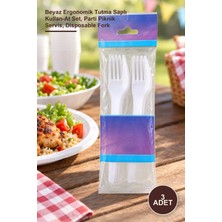 Yenilig 3 Adet Plastik Çatal – Beyaz Ergonomik Tutma Saplı Kullan-At Set, Parti Piknik Servis, Disposable Fork
