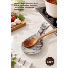 Yenilig 2 Adet Mermer Desenli Kepçe Altlığı – Melamin Kaşık Spatula Tutucu, Mutfak Dinlendirme Platformu, Leke Tutmaz, Spoon Rest