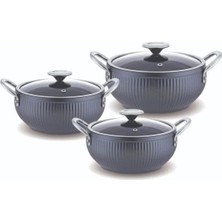 Şanal Fms GM5004 Granit Mercan 3lü Güveç Set Gri