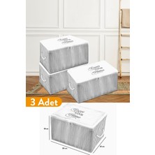 Şanal Serstil 3 Adet - Mini Boy Baskı Detaylı Gri Çizgili Hurç 30 x 22 x 18 cm