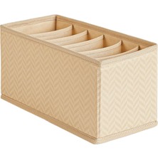 Şanal Ocean Home Textile 6 Bölmeli Bej Balıksırtı Çekmece Içi Düzenleyici Kutu 13 x 28 x 13 cm