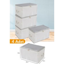 Şanal Serstil 4 Adet - Mini Boy Baskı Detaylı Antrasit Çizgili Hurç 30 x 22 x 18 cm