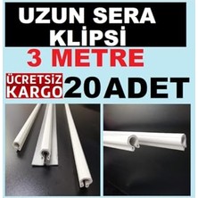 aklow akyoleticaret Uzun Sera Klipsi 3 Metre 20 Adet Sera Naylonu Tutturucu Klips