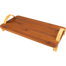 Şanal Bambum Vasso Kulplu Sunum Tepsisi Renkli 40X20 cm Şık Tasarım
