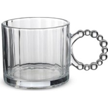 Şanal Cam Boncuk Kulplu Bardak Seti – 250 ml Koyu Kupa Bardak, Çay Kahve Su Meşrubat Için Şık ve Dayanıklı Tasarım