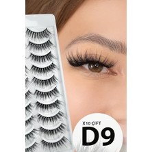 aklow akyoleticaret Ruby Face Doğal Görünümlü Ipek Bütün 10'lu Takma Kirpik Seti- 10 Çift Gerçek Takma Kirpik- Model: D9