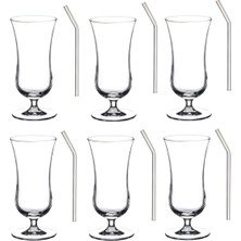 Şanal Pasabahce Cam Pipetli Ayaklı Bardak Limonata Kokteyl Bardağı Sunum Kadehi 6 Kişilik 8695258AYBABA4123522AYBABASTORE