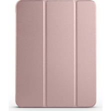 aklow akyoleticaret Apple iPad Pro 11 2024 ile Uyumlu Smart Cover Kalem Bölmeli Standlı 1-1 Kılıf Rose Gold