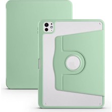 aklow akyoleticaret iPad Pro 11 2024 Uyumlu Açık Yeşil Dönebilen Standlı Kılıf, Termik Kalem Bölmeli