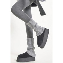 aklow akyoleticaret Original Premium Tozluk; %100 Akrilik Triko Örgü Leg Warmer, Gri