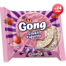 aklow akyoleticaret Gong Çilekli Yoğurtlu Kaplamalı Pirinç Patlağı 30 G x 24 Adet