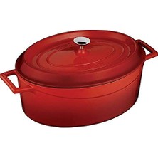 aklow akyoleticaret Emailierten Dökme Demir Oval Dutch Oven, 4 – 1/4 Quart, Obsidian Siyah, Dökme Demir, Kırmızı, 5 Quart