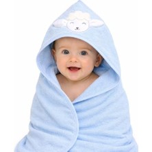 aklow akyoleticaret %100 Pamuk Yenidoğan Bebek Kundak Nakışlı Banyo Havlusu Mavi