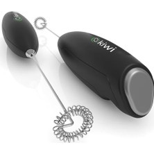 aklow akyoleticaret Kiwi KCW-1112 Kablosuz Pilli Süt Köpürtücü ve Kahve Karıştırıcı; Paslanmaz Çelik Uçlu, Ergonomik El Tipi Mini Mikser, Latte, Cappuccino, Frappe ve Sıcak Çikolata Için Devirli Köpük Yapıcı (Siyah)