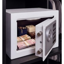 aklow akyoleticaret C17WH Ev Tipi Çelik Para Kasası 17X23X17 cm Beyaz