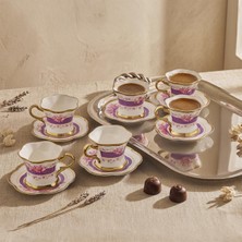 Şanal Aryıldız Lal 6 Kişilik 12 Parça Kahve Fincan Takımı Mor 90 ml