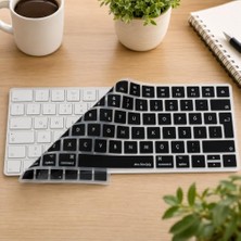 aklow akyoleticaret Apple Magic Keyboard 2 A1644 Için Türkçe Q Silikon Klavye Kapağı, 0,3 Mm, Şeffaf/siyah