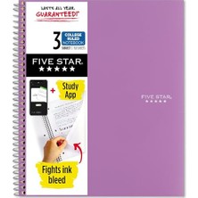 aklow akyoleticaret Spiral Defter, 3 Konu, Kolej Çizgili, 150 Sayfa, 11" x 8-1/2, Mor (38746)