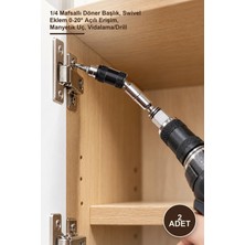 Yenilig 2 Adet Manyetik Bit Tutucu – 1/4 Mafsallı Döner Başlık, Swivel Eklem 0-20° Açılı Erişim, Manyetik Uç, Vidalama/drill