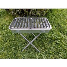 aklow akyoleticaret Ayaklı Büyük Mangal 55 cm Kebapçı Tipi Geniş Oluklu Paslanmaz Galvaniz Gövde Krom Köfteci Izgarası, 55-ABN2504252203