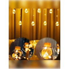 aklow akyoleticaret 8 Fonksiyonlu LED Perde Aydınlatması, Dekoratif Işıklı Saçaklı Top Tasarımı, Fişli Günışığı