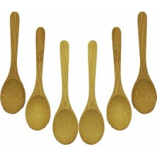 Şanal Bambu Çay Kaşığı Seti, Oval Ahşap Kaşık, Doğal Bambu Malzeme, 6 Parça