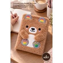 Yenilig 4 Adet Peluş Ayıcık Defter – Yumuşak Peluş Kapaklı A5 Çizgili Notebook Journal, Günlük Not Defteri, Kahverengi/gri Model