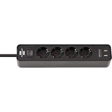 aklow akyoleticaret USB Hızlı Şarj Özellikli 4 Soketli Priz Siyah