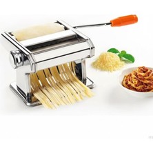Şanal Manuel Erişte ve Makarna Hamur Açma Makinesi – Paslanmaz Çelik Gövde, Tagliatelle Fettuccine Lasagna Kesim, 9 Kademeli Ayar, Masa Sabitleme Aparatı Hediyeli