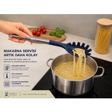 Şanal Palu Gastro Silikon Makarna Servis Kaşığı, Paslanmaz Çelik Saplı, Lacivert, 34 cm