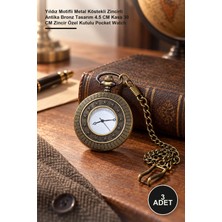 Yenilig 3 Adet Cep Saati – Yıldız Motifli Metal Köstekli Zincirli Antika Bronz Tasarım 4.5 cm Kasa 30 cm Zincir Özel Kutulu Pocket Watch
