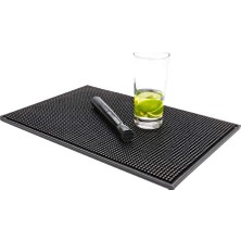 Şanal Bar Lux 17,7 Inç x 11,8 Inç Bar Dökülme Matı, 1 Kaymaz Bar Servis Matı - Tezgah, Dayanıklı, Siyah Kauçuk Barmen Matı, Kokteyller Veya Içecekler Için, Yıkanabilir - Restoran Eşyaları