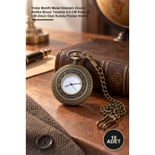 Yenilig 10 Adet Cep Saati – Yıldız Motifli Metal Köstekli Zincirli Antika Bronz Tasarım 4.5 cm Kasa 30 cm Zincir Özel Kutulu Pocket Watch
