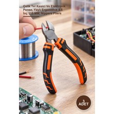 Yenilig 3 Adet Mini Yankeski – Çelik Tel Kesici ve Elektronik Pense, Yaylı Ergonomik 4.5 Inç 115 Mm, Nippers Pliers