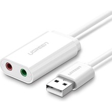 aklow akyoleticaret Harici 3.5 mm USB Ses Kartı, Beyaz