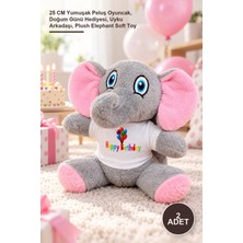 Yenilig 2 Adet Happy Birthday Tişörtlü Peluş Fil – 25 cm Yumuşak Peluş Oyuncak, Doğum Günü Hediyesi, Uyku Arkadaşı, Plush Elephant Soft Toy