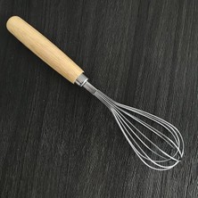 Şanal Orret Home Ahşap Saplı Paslanmaz Çelik Çırpma Teli,yumurta,ayran ve Pasta Için Çırpıcı (1)