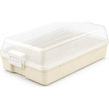 aklow akyoleticaret Şeffaf Kapaklı Buzdolabı Düzenleyici Kutu, 32X18 Cm, Plastik, Kar Beyaz Taban