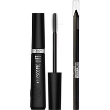 Şanal L’oréal Paris Telescopic Lift Maskara + Tattoo Liner Jel Göz Kalemi, 900 Deep Onyx (Siyah)