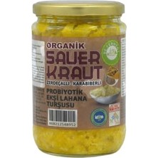 aklow akyoleticaret Organik Fermente Turşu Organik Sauerkraut Zerdeçallı, Karabiberli Ekşi Lahana Turşusu 660 G