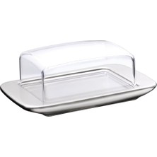 aklow akyoleticaret Tereyağlık; 11,5 x 16,8 Cm, Cromargan® Yüksek Kaliteli Mat Paslanmaz Çelik, Plastik Kapaklı, Bulaşık Makinesinde Yıkanabilir