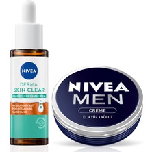 Şanal Men Erkek Nemlendirici Creme 30ML ve Derma Skin Clear Karşıtı Serum 30ML, Cilt Bakım Seti