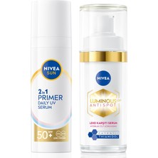 Şanal Sun SPF50 Primer Nemlendirici Makyaj Bazı 30ML ve LUMINOUS630 Thiamidol Leke Karşıtı Cilt SERUM30ML