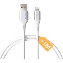 aklow akyoleticaret Usb-A - Lightning Şarj Kablosu, 1metre, 3.1A Hızlı Şarj, Beyaz/gümüş Metal, 1AD x 1metre Beyaz