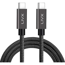 aklow akyoleticaret Solid 100W 5A Type C To Type C 2 Metre Hızlı Şarj ve Data Kablosu Halat Örgülü Space Gray