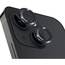 aklow akyoleticaret Iphone Alüminyum Alaşım Çerçeveli Tempered Glass Kamera Lens Koruyucu (Iphone 14, Black)