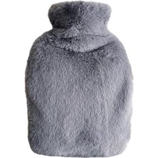 aklow akyoleticaret Yan Cepli Gri Peluş Sıcak Su Torbası Termofor 27X17X2 cm 1 L
