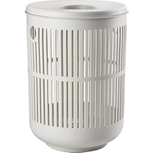 aklow akyoleticaret Kapaklı Çamaşır Sepeti, Çamaşır Torbası, Çap 40 Cm, Yükseklik 54 Cm, Yumuşak Gri (Açık Gri)