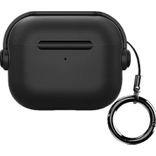 aklow akyoleticaret Airpods Pro/pro 2 Uyumlu Sert, Kilitli Kapaklı ve Askı Aparatlı Kılıf (Siyah - Siyah)