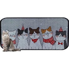 aklow akyoleticaret Xxl Büyük Boy Elekli Tuvalet Önü Desenli Kedi Kumu Paspası 60X120 cm (Açık Gri)